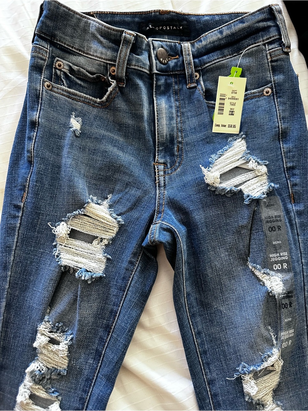 Aeropostale Women's Distressed Jeggings - Blue